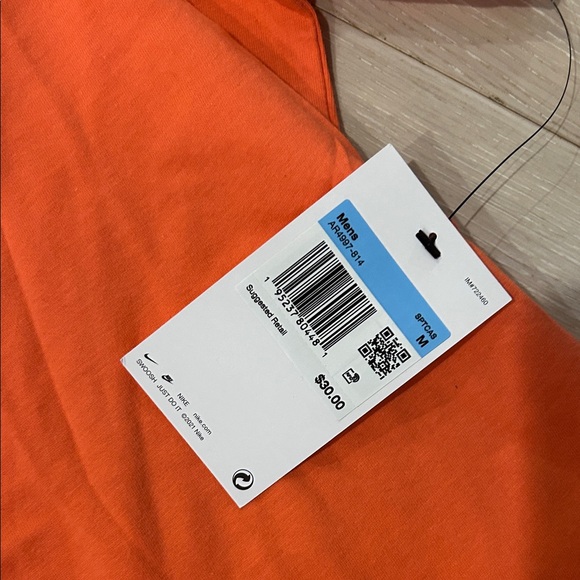Nike Orange Short Sleeve Logo Tee with White Swoosh - Picture 2 of 2